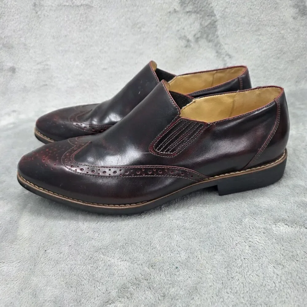 Sandro Moscoloni Men's Leather Wingtip Loafers Burgandy Size 10D Shoes